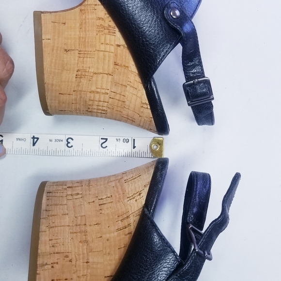 🌸 Eileen Fisher | Leather Wedge Sandal, size 9.5‎ , Black - Picture 2 of 6